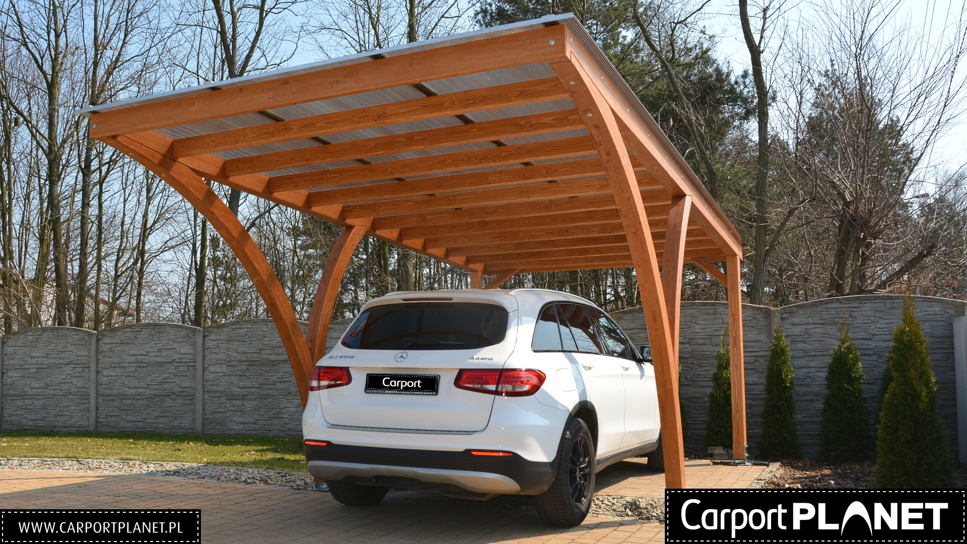 Wiata garażowa Projekt AN10 carport na samochód dach prosty