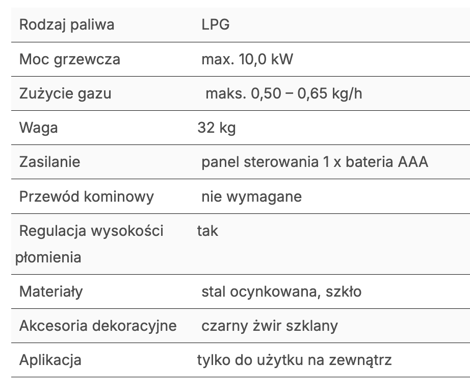 Stoł tarasowy z paleniskiem gazowym SQUARE TABLE