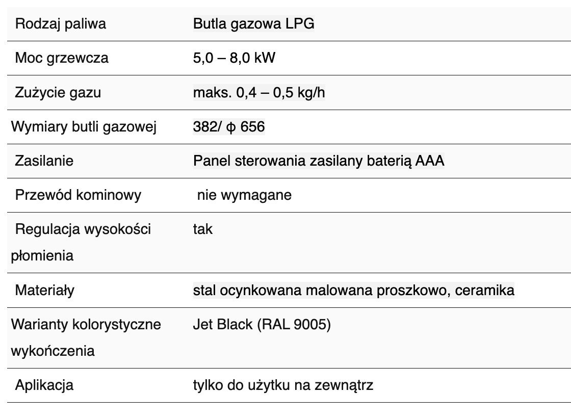 Rozsuwany stół tarasowy z paleniskiem gazowym MOON