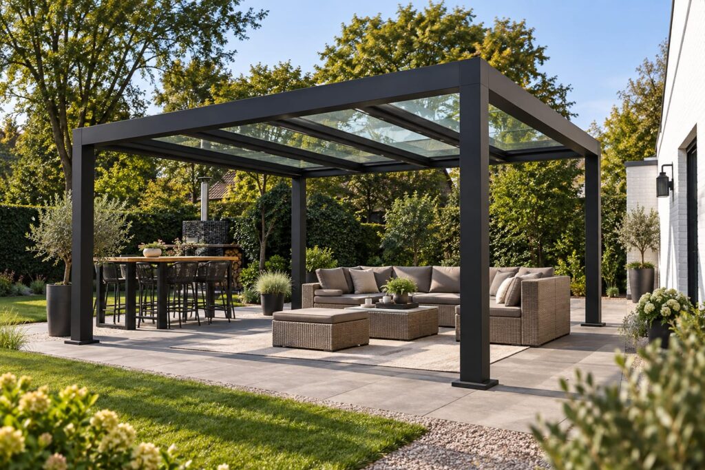 Pergola wolnostojąca z ukrytym spadkiem