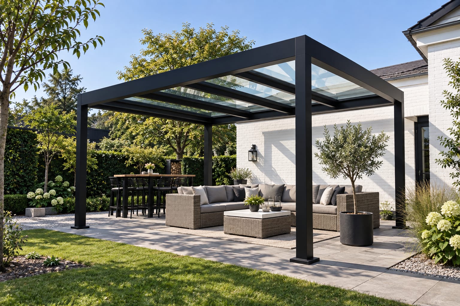 Pergola wolnostojąca z ukrytym spadkiem